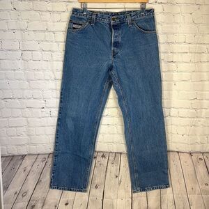 Diamond Gusset Men’s Jeans Button Fly Straight Leg Denim Jeans USA Workwear